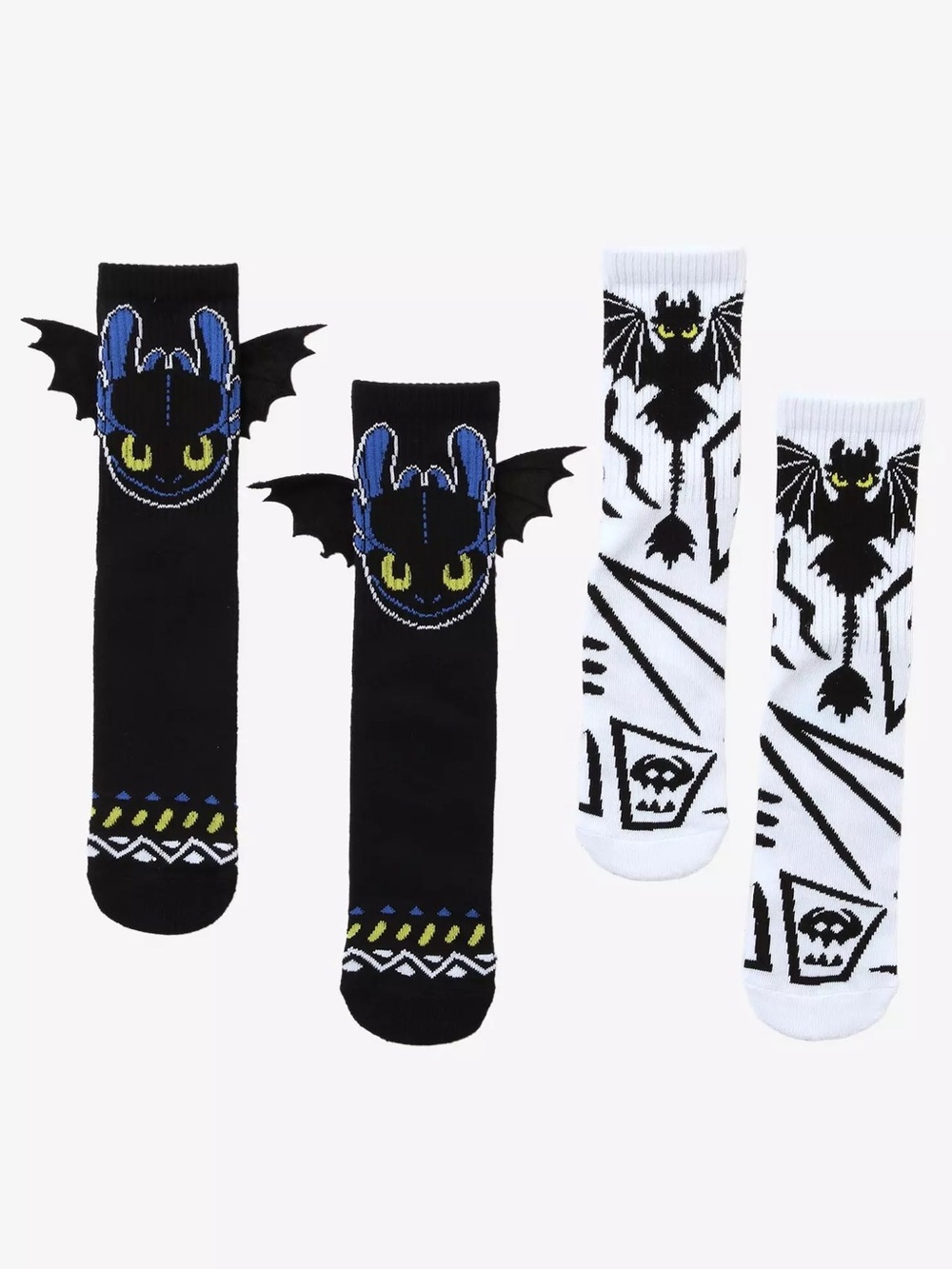 How To Train‎ Your Dragon Toothless Wings Crew Socks 2 Pair Hot Topic